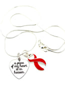 Red Ribbon Memorial / Sympathy Necklace - A Piece Of My Heart Is In Heaven - Rock Your Cause Jewelry