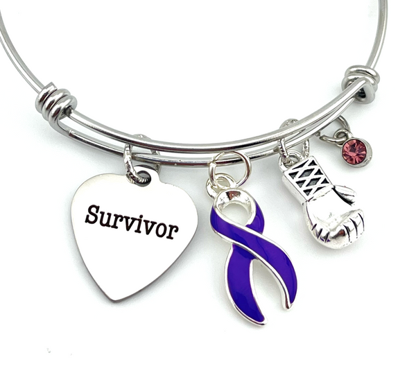 Purple Ribbon Survivor Charm Bracelet