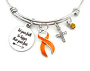 Orange Ribbon Charm Bracelet - Let Your Faith Be Bigger Than Your Fear