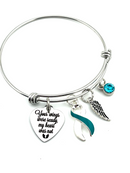 Teal and White Ribbon Sympathy / Memorial Charm Bracelet - Your Wings Were Ready, My Heart Was Not