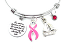 Pink Ribbon Charm Bracelet - She Stood in the Storm / Adjusted Her Sails