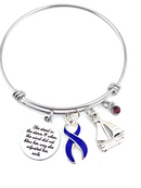 Violet Purple Ribbon Charm Bracelet - She Stood in the Storm / Adjusted Her Sails