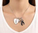 Yellow Ribbon Cancer Awareness Necklace – Faith Heart, Pave Cross & Sterling Silver Chain