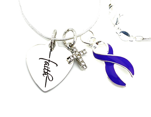 Periwinkle Ribbon Necklace -  Faith Necklace  / Encouragement Gift