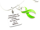 Lime Green Ribbon Awareness Necklace - If God Gives Us What We Can Handle