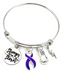 Purple Ribbon Charm Bracelet - Stronger than the Storm