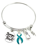 Teal Ribbon Charm Bracelet - Stronger than the Storm