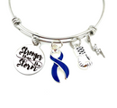 Dark Navy Blue Ribbon - Stronger than the Storm Charm Bracelet