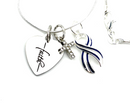 ALS / Blue & White Striped Ribbon Faith Necklace