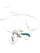 Teal & White Ribbon Faith Necklace - Cervical Cancer Awareness