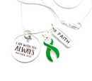 Green Ribbon Necklace - I Am With You Always - Matthew 28:20