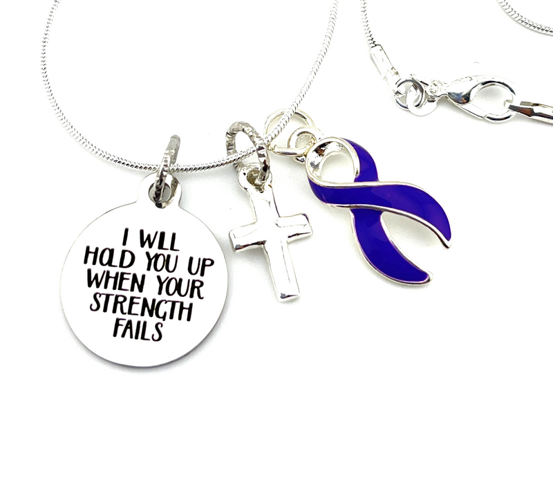 Violet Purple Ribbon Necklace - I Will Hold You Up When Your Strength Fails