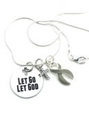 Gray (Grey) Ribbon Necklace - Let Go Let God