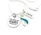 Teal & White Ribbon Necklace - I Am With You Always / Matthew 28:20