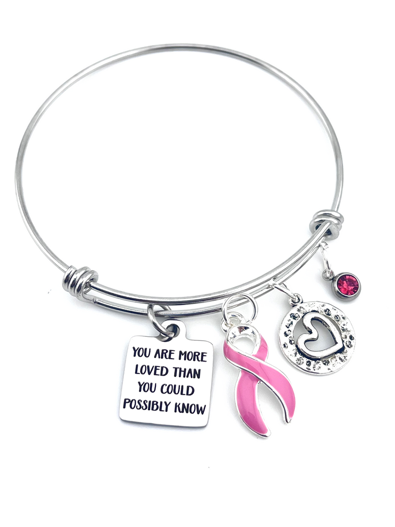 Pink Ribbon Charm Bracelet - You are More Loved Than You Could Possibly Know