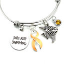 Peach Ribbon Awareness Gift - Just Keep Swimming Necklace or Bracelet