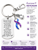 Blue & Purple Ribbon Encouragement Poem Keychain - Don't Give Up