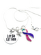 Pink Purple Teal (Thyroid) Cancer Ribbon - Let Go, Let God Necklace