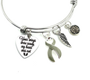 Gray (Grey) Ribbon Bracelet - Your Wings Were Ready, My Heart Was Not - Memorial Remembrance Gift