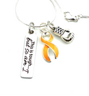 Peach Ribbon Necklace - This is Tough, But So Am I Necklace