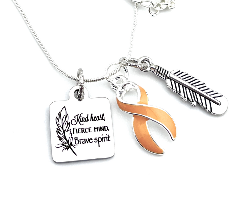 Pick Your Ribbon Necklace - Kind Heart, Fierce Mind, Brave Spirit / Feather