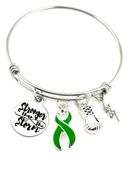 Green Ribbon Charm Bracelet - Stronger than the Storm