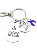 Purple Ribbon Refuse to Sink Keychain / Encouragement Gift