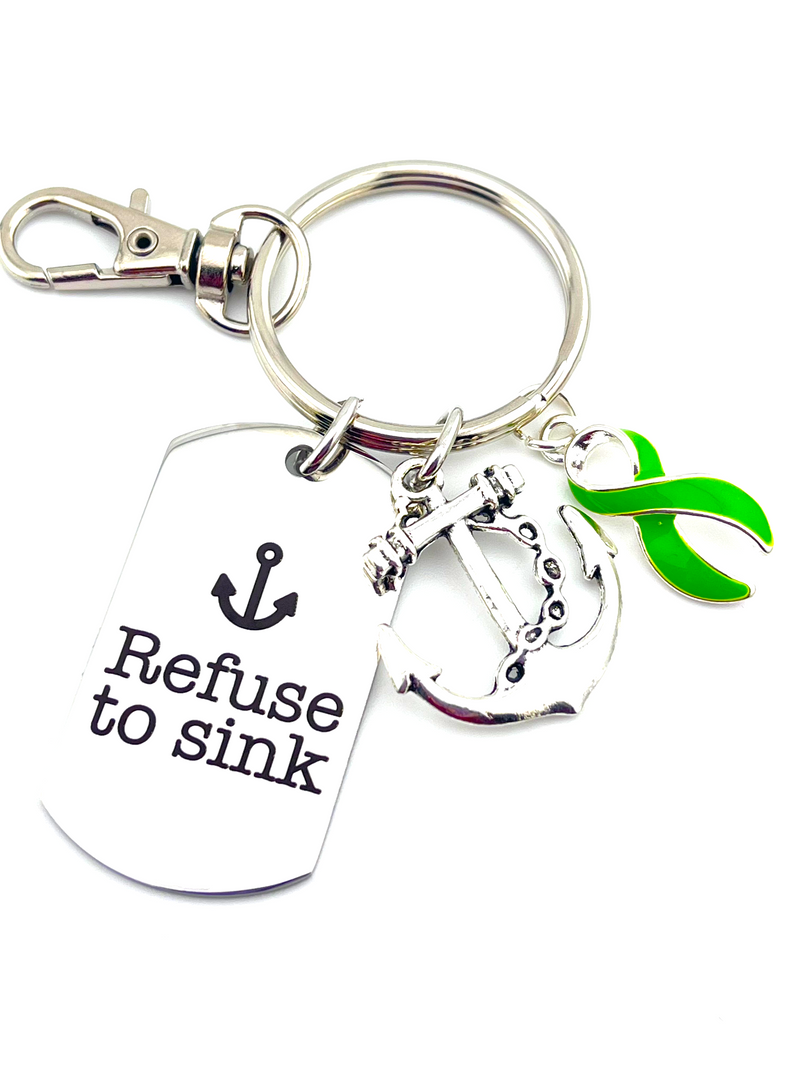 Lime Ribbon Encouragement Gift - Refuse to Sink Keychain