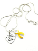 Gold Ribbon - A Piece of my Heart is in Heaven Rememberance Necklace - Rock Your Cause Jewelry