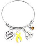 Yellow Ribbon Charm Bracelet - She Stood in the Storm / Adjusted her Sails