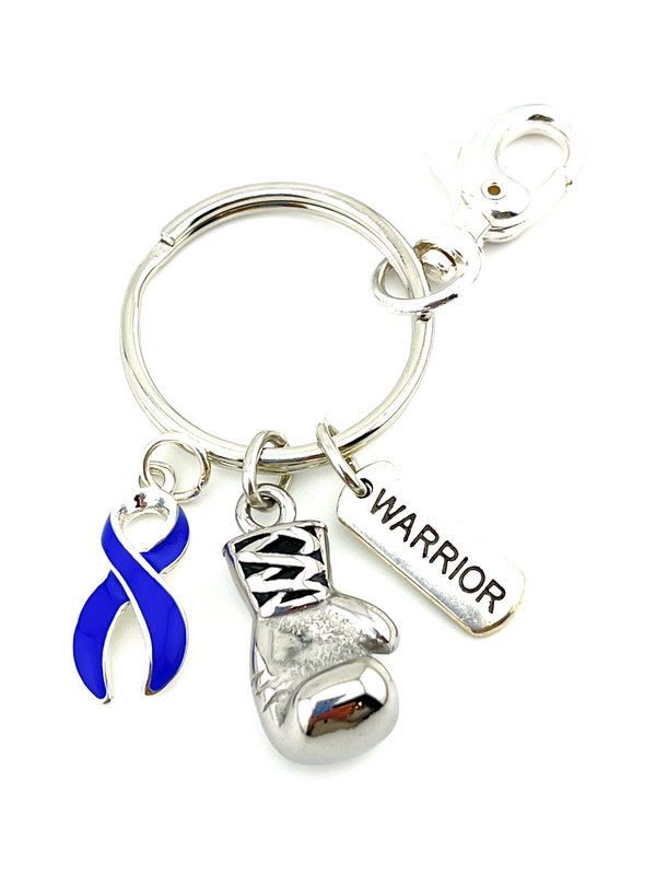 Periwinkle Ribbon Boxing Glove Keychain