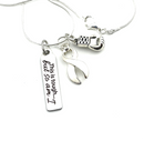 White Ribbon Necklace - This is Tough, But So Am I / Boxing Glove