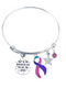 Pink Purple Teal (Thyroid Cancer) Ribbon Bracelet - Only in Darkness Can You See The Stars