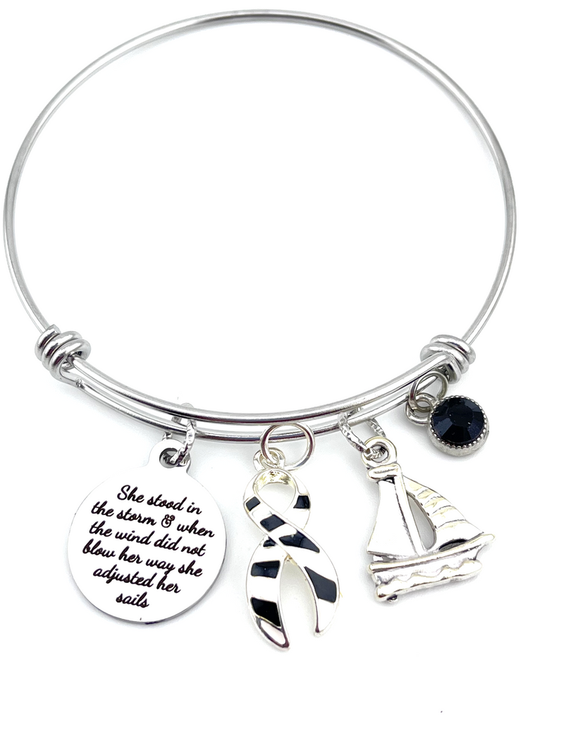 Zebra Ribbon Charm Bracelet - She Stood in the Storm / Adjusted her Sails