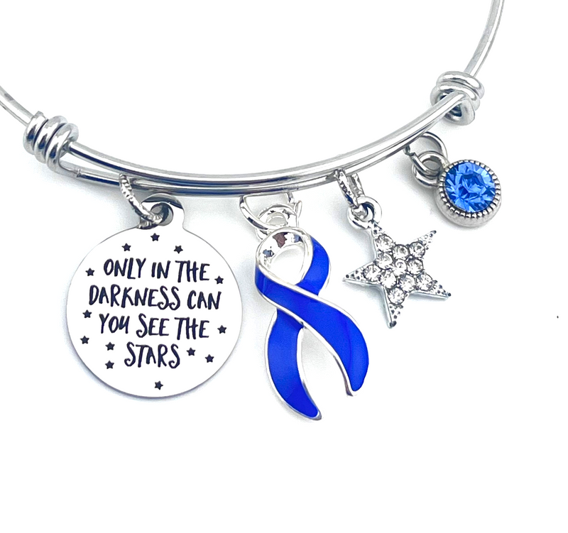 Periwinkle Ribbon Charm Bracelet - Only in Darkness can you See Stars