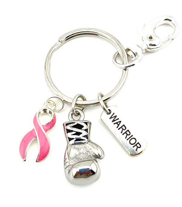 Pink Ribbon Boxing Glove / Warrior Keychain