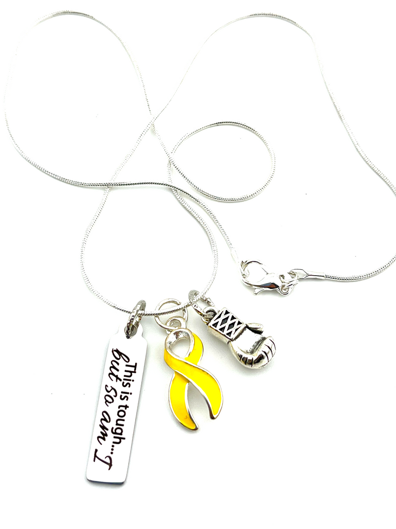 Yellow Ribbon Necklace - This is Tough, But So Am I