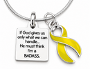 Gold Ribbon Childhood Cancer Awareness Necklace – “If God Gives Us Only What We Can Handle” BADASS Inspirational Survivor & Fighter Gift