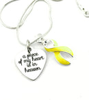 Yellow Ribbon Sympathy Necklace - A Piece of My Heart is in Heaven - Rock Your Cause Jewelry