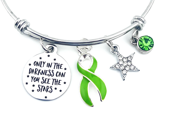 Lime Green Ribbon Bracelet - Only in Darkness Can You See The Stars