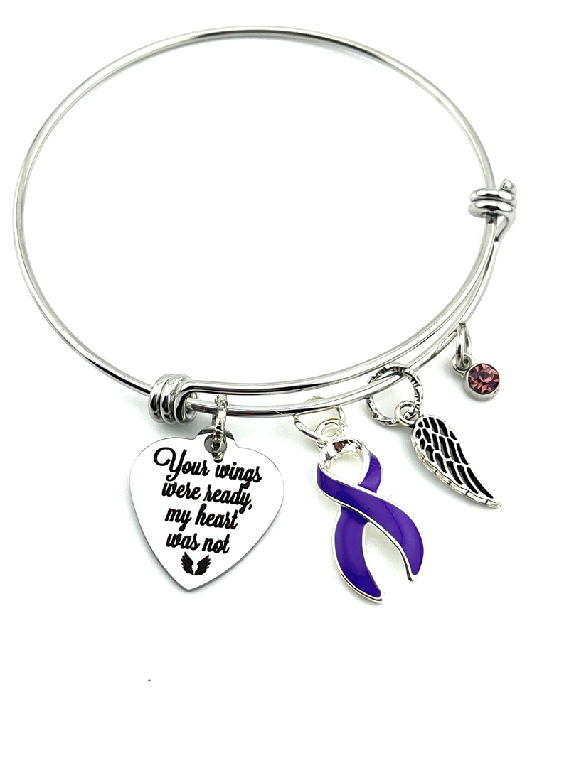 Purple Ribbon Bracelet - Your Wings Were Ready, My Heart Was Not / Memorial, Sympathy Gift