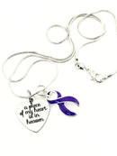 Violet Purple Ribbon Necklace - A Piece of My Heart Is In Heaven - Rock Your Cause Jewelry