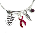 Burgundy Ribbon Sympathy / Memorial Charm - Your Wings Were Ready, My Heart Was Not