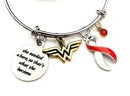 Red & White Ribbon Bracelet - She Needed a Hero, So That's What She Became