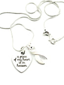 White Ribbon Sympathy Necklace - A Piece of my Heart is in Heaven - Rock Your Cause Jewelry