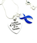 Periwinkle Ribbon Sympathy Necklace – A Piece of My Heart Is in Heaven - Memorial Remembrance Gift - Rock Your Cause Jewelry