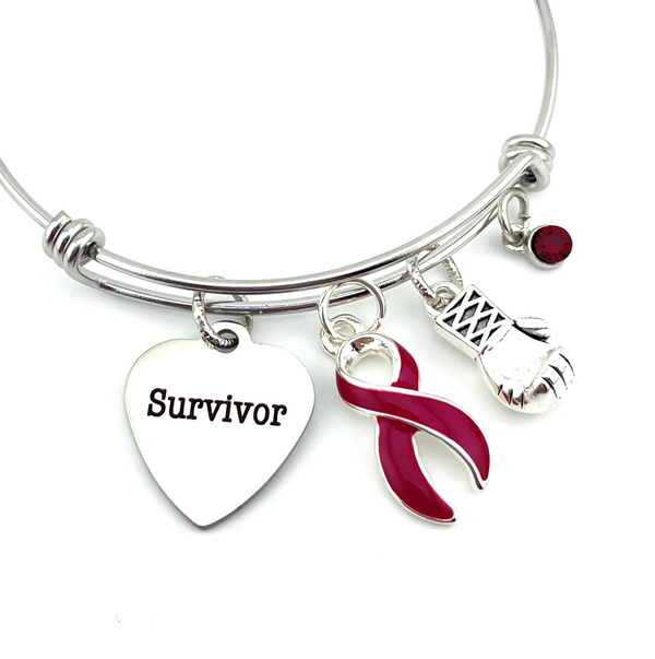 Burgundy Ribbon Survivor Bracelet