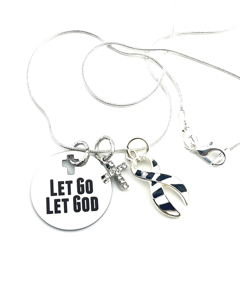 Zebra Stripe Ribbon Necklace - Let Go, Let God