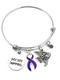 Purple Ribbon Charm Bracelet / Just Keep Swimming