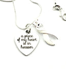 White Ribbon Sympathy Necklace - A Piece of my Heart is in Heaven - Rock Your Cause Jewelry